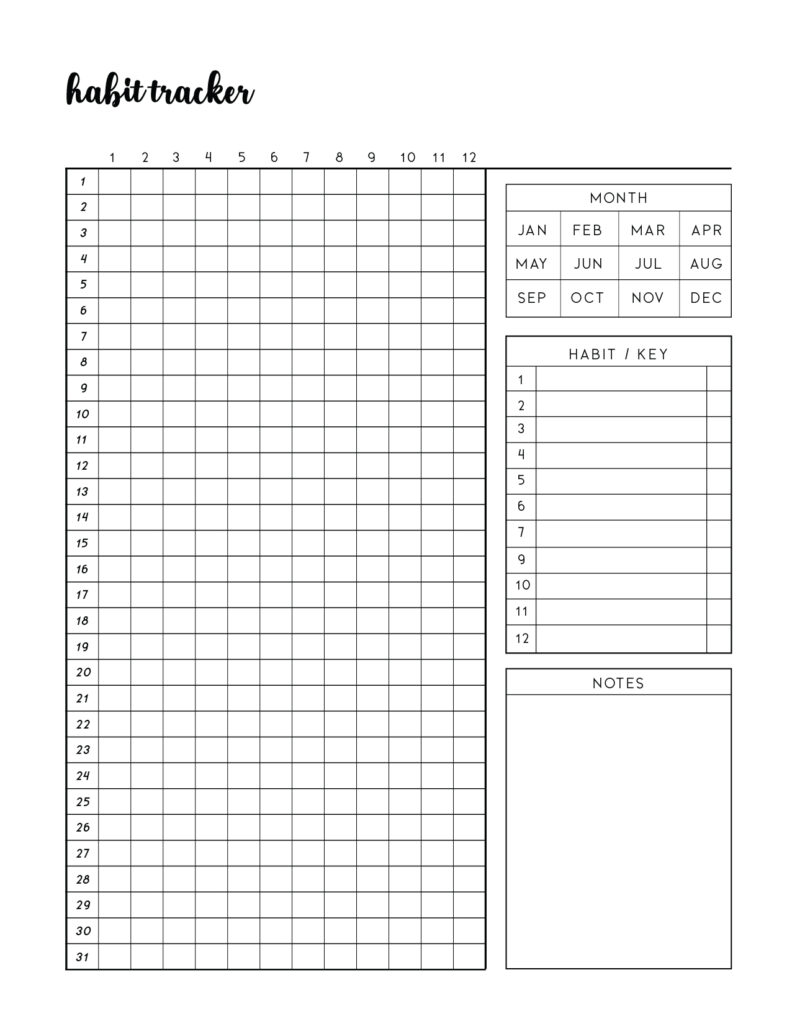 Download free printable simple habit tracker template