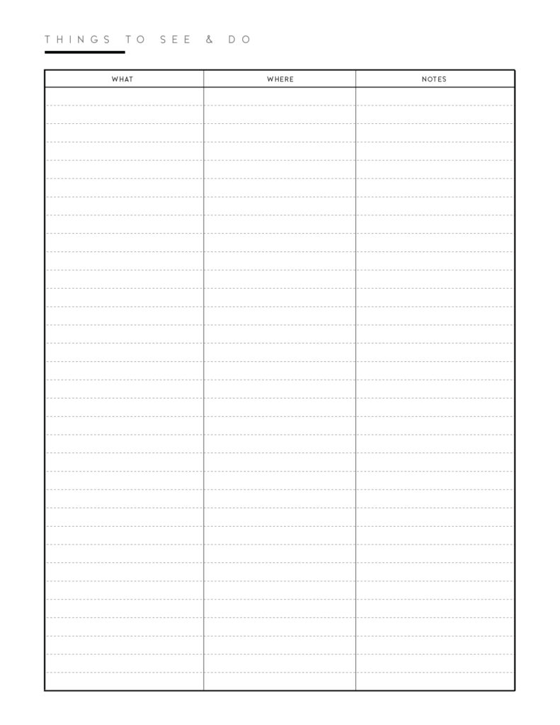 Free printable things to do list template