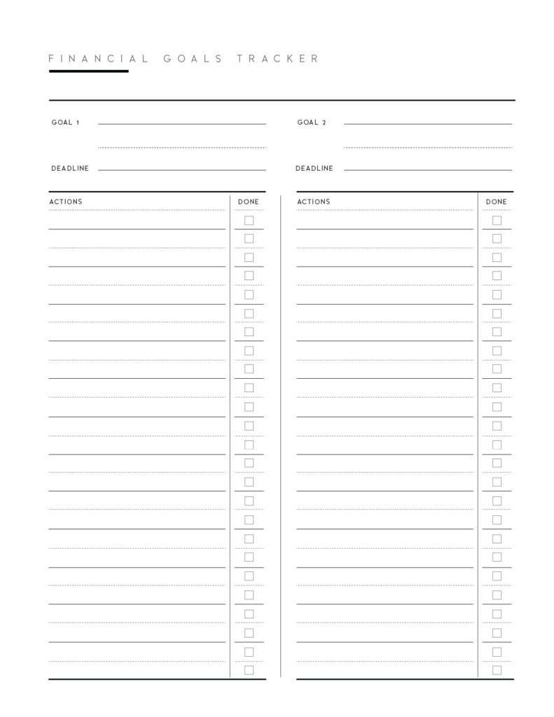 printable financial goal template