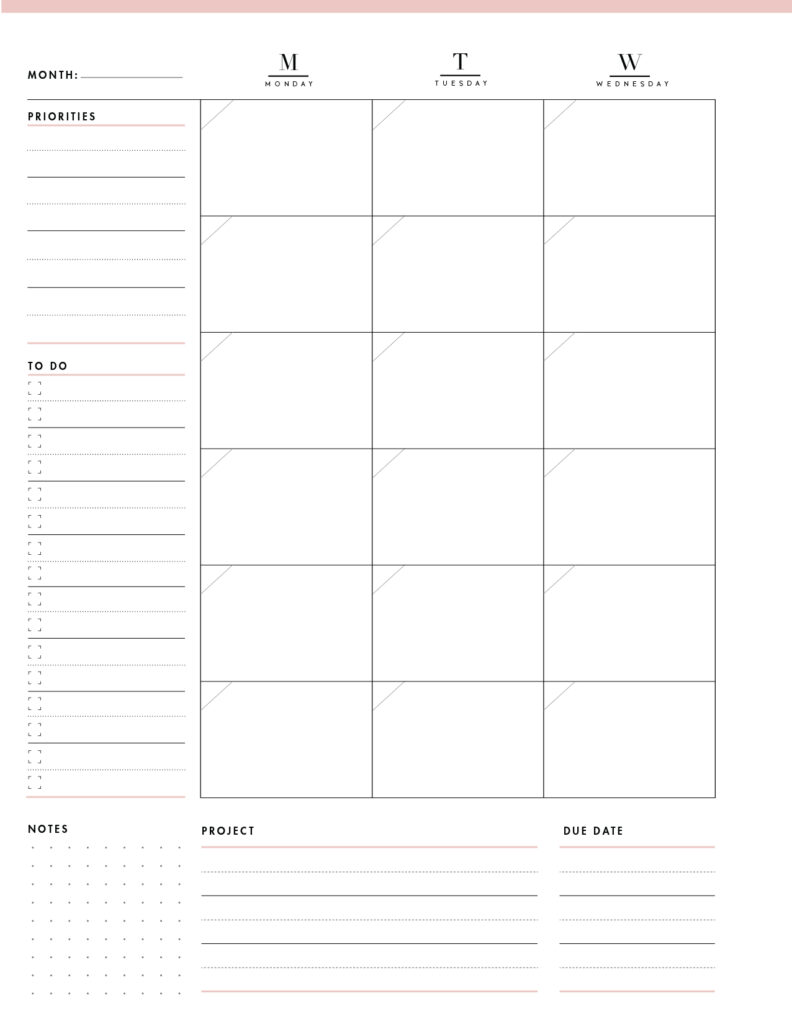 Download Printable Monthly Planner Template - 1
