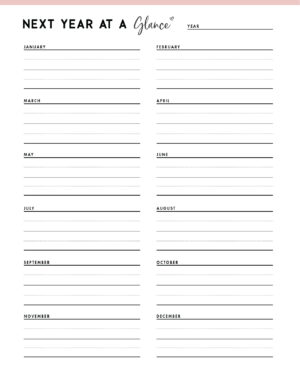 Printable Next Year At A Glance Planner Template - World of Printables