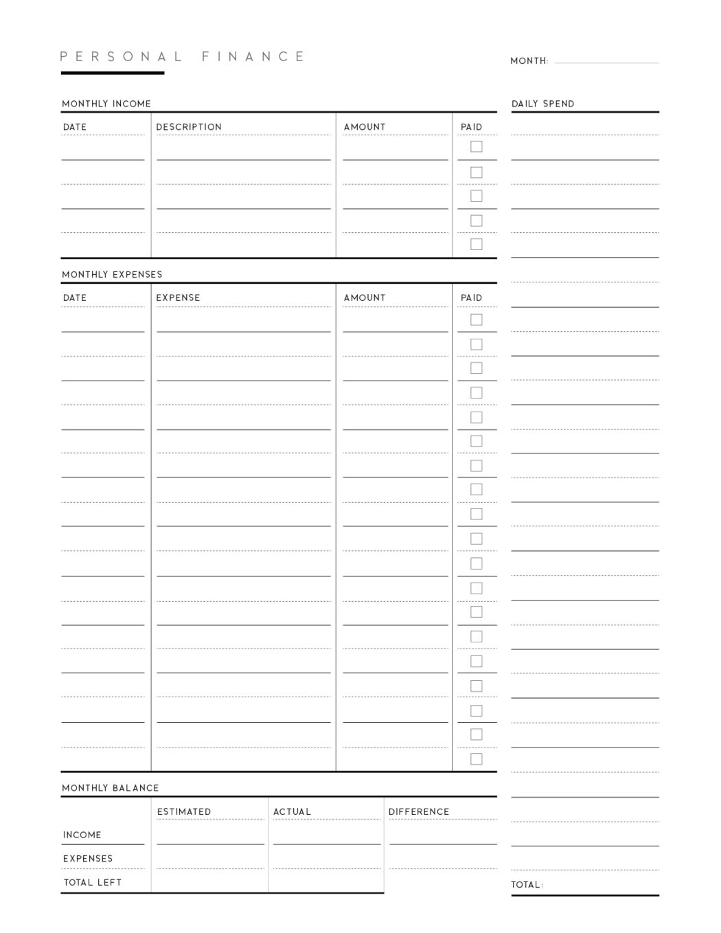 Printable Personal Finance PDF - World of Printables