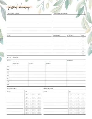 Free Personal Planning Template - Time To Focus On You - World of ...