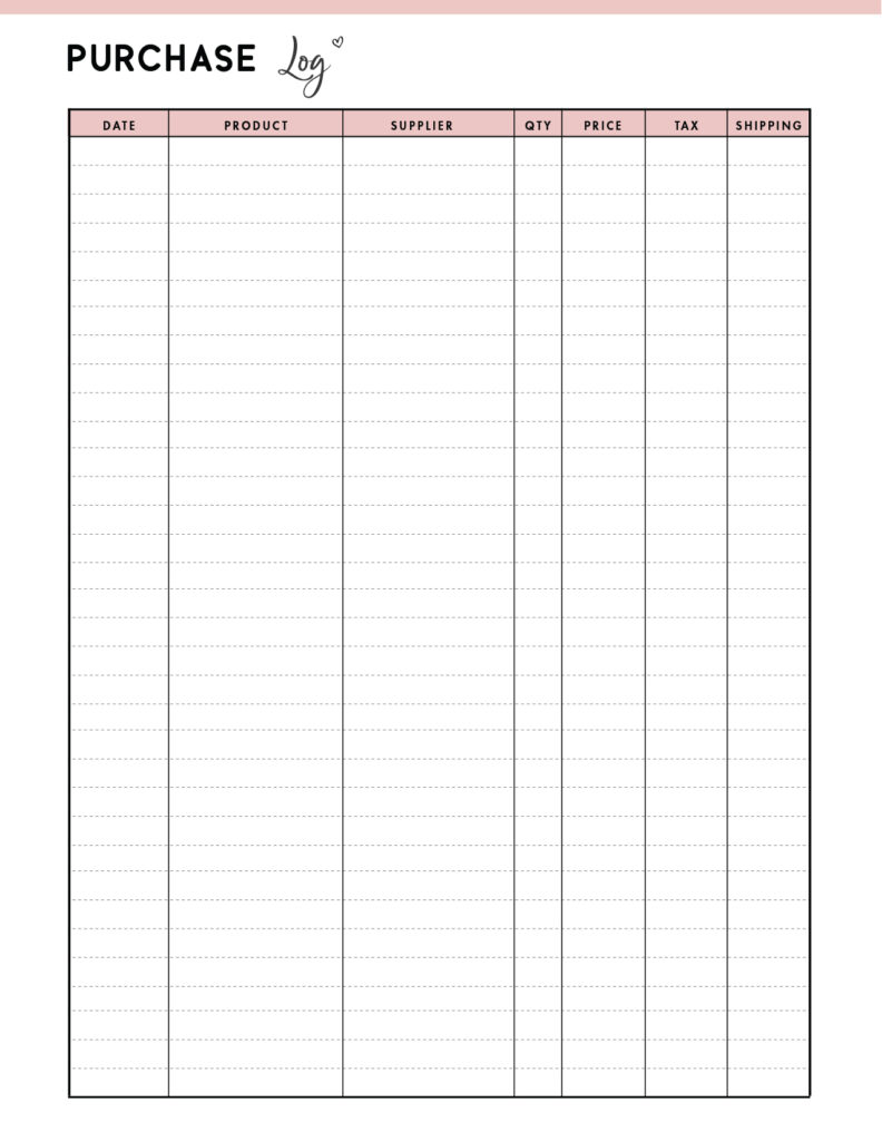 Printable purchase order tracker template