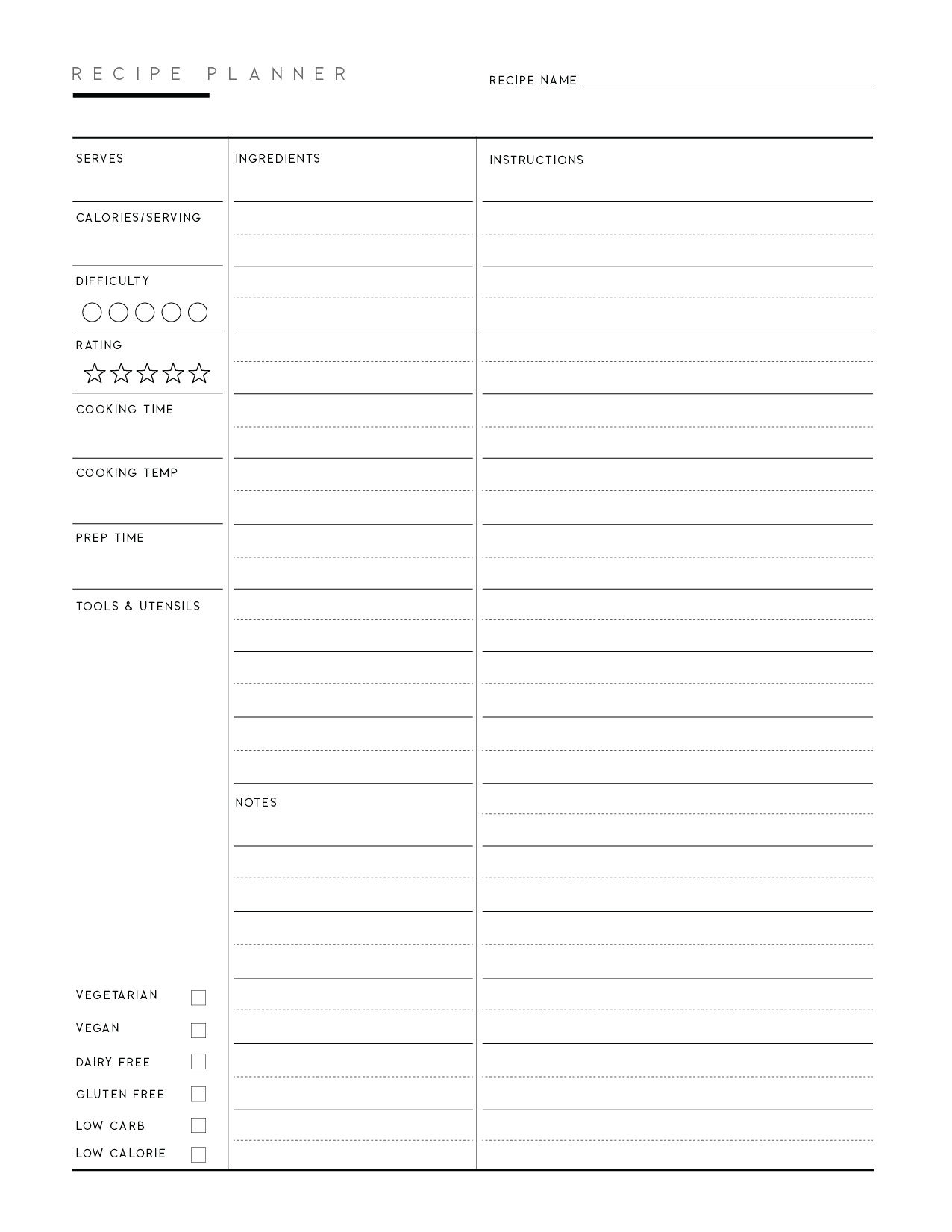 Free Printable Recipe Pages PDF World Of Printables