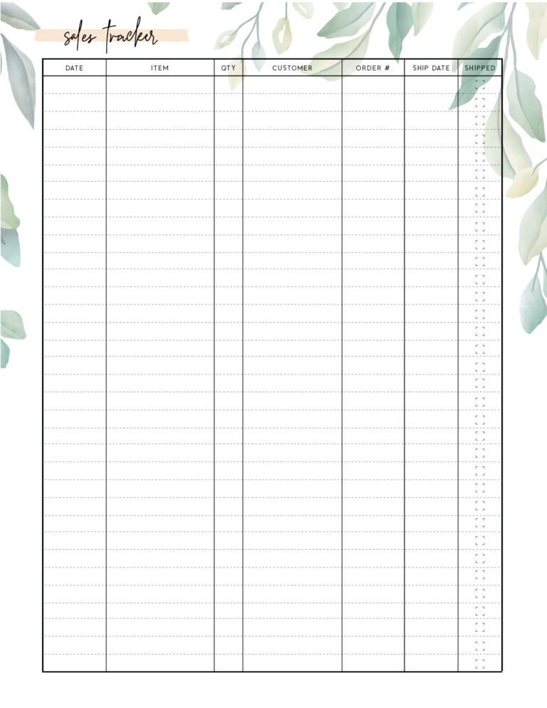 FREE Sales Tracker Template PDF - World of Printables