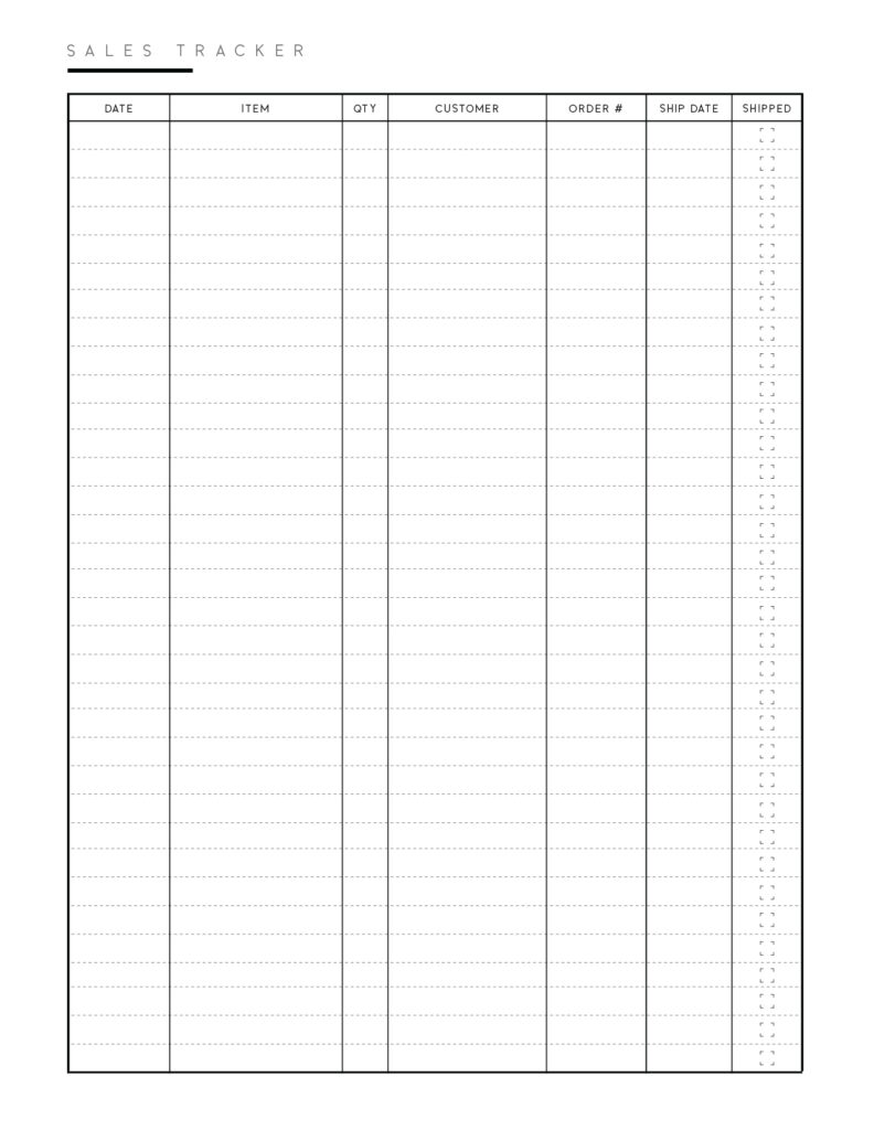 Download printable simple sales tracker template