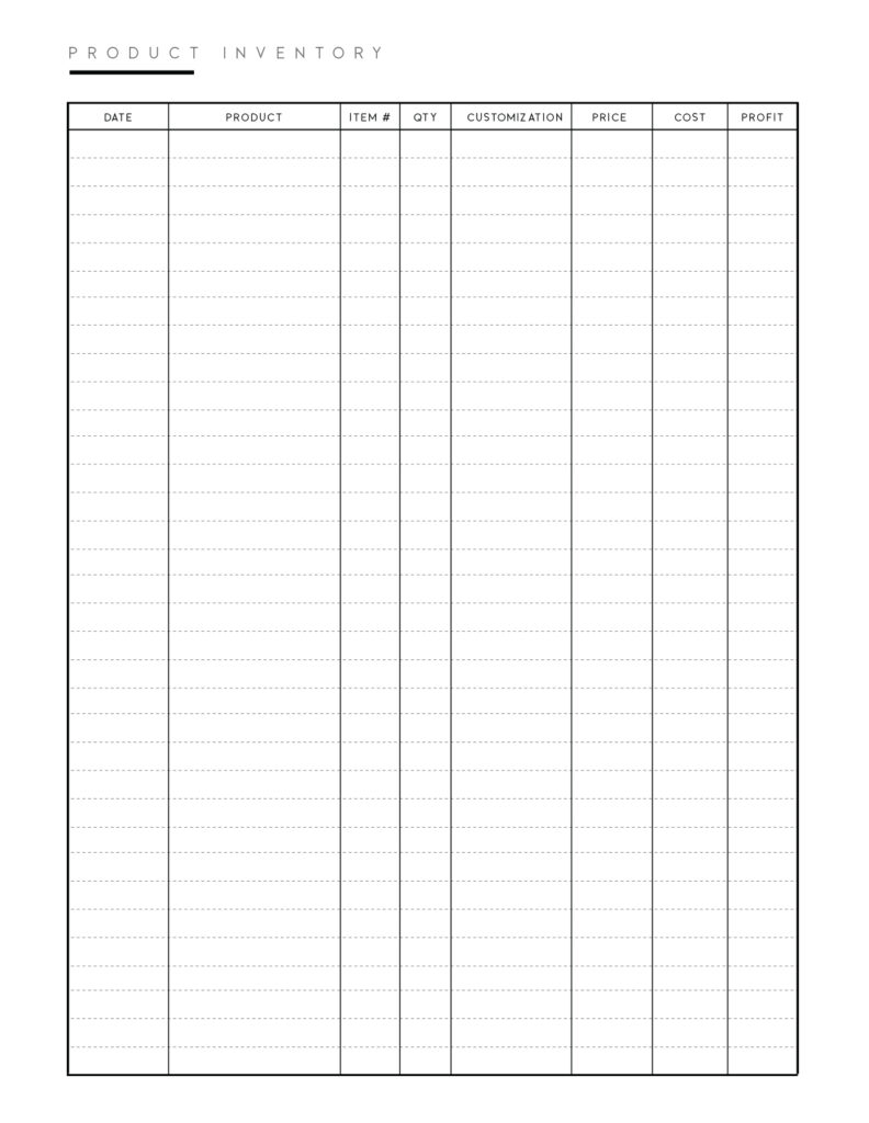 Printable stock list template