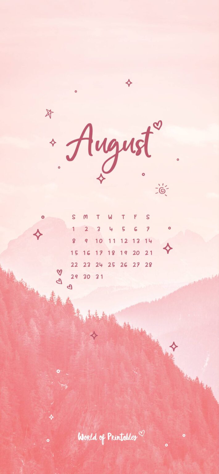 Free Cute August Calendar & Planner Set