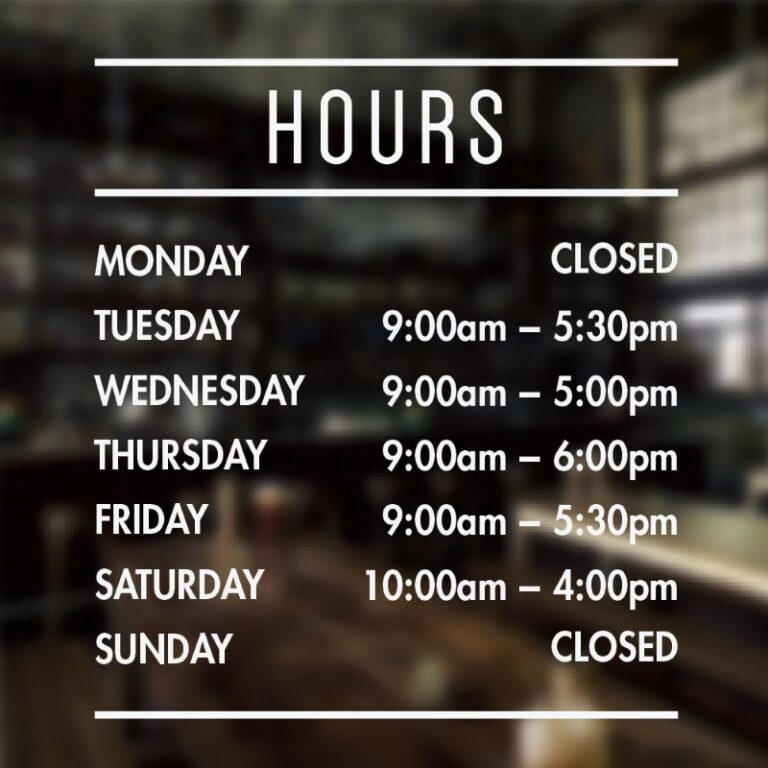 Hours Of Operation Template