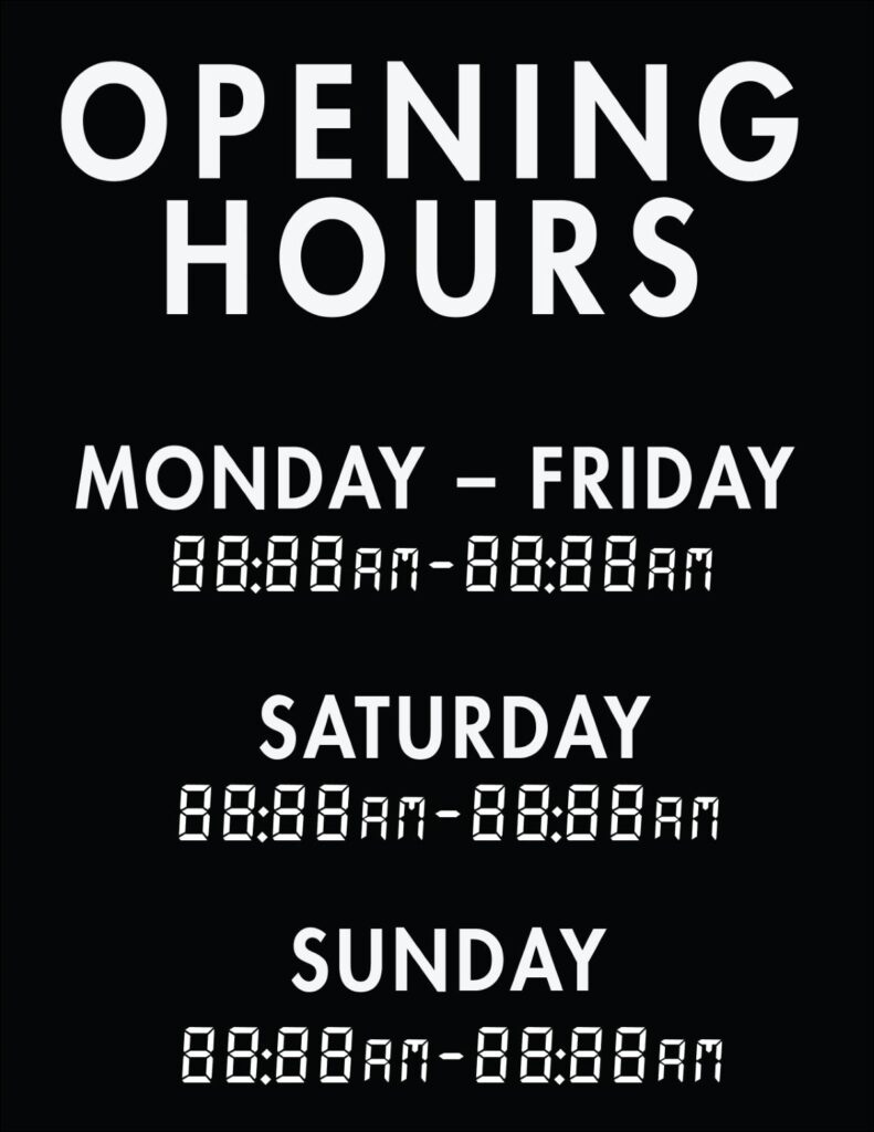 50 Free Business Hours Of Operation Sign Templates Customize Print
