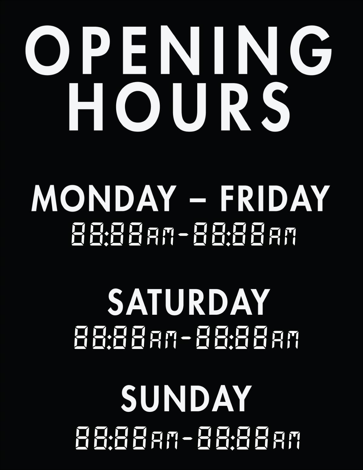 Hours Of Operation Sign Free Template