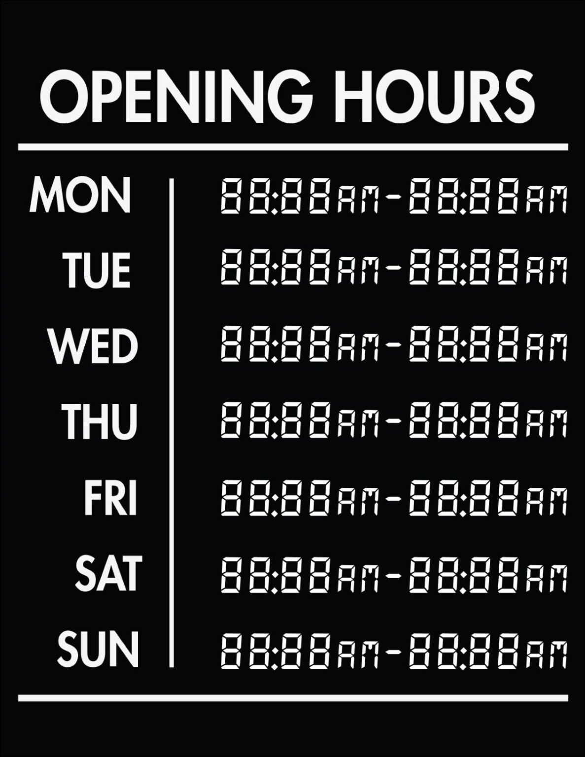 Printable Business Hours Sign Template