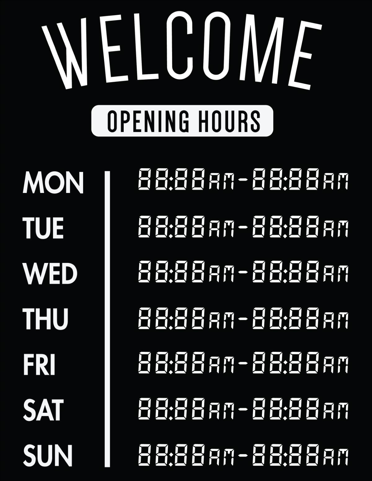 23 Free Business Hours Of Operation Sign Templates  Customize & Print With Regard To Printable Business Hours Sign Template