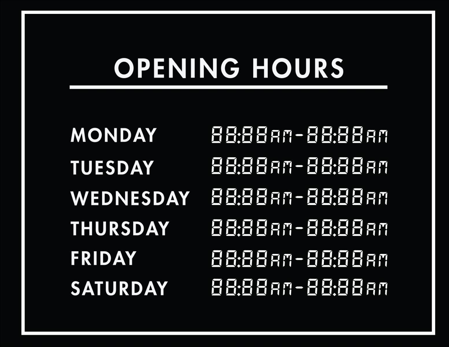 50 Free Business Hours Of Operation Sign Templates Customize & Print