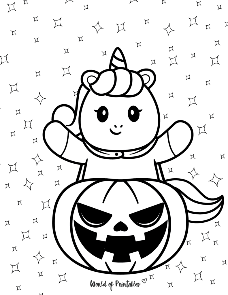 Unicorn Coloring Page Halloween 14