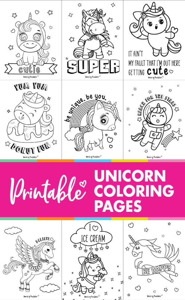 Printable Unicorn Coloring Page Sheets