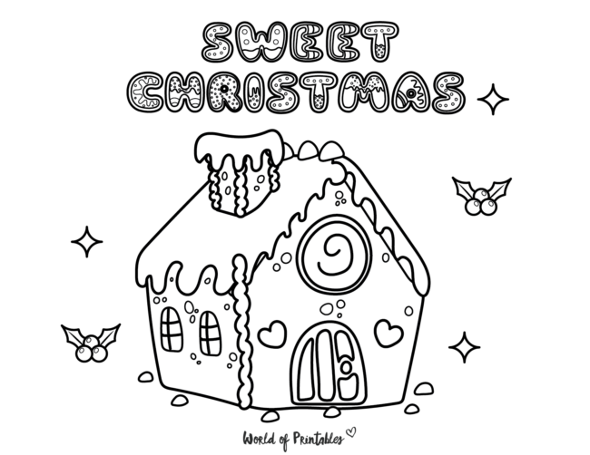 Christmas gingerbread house coloring page