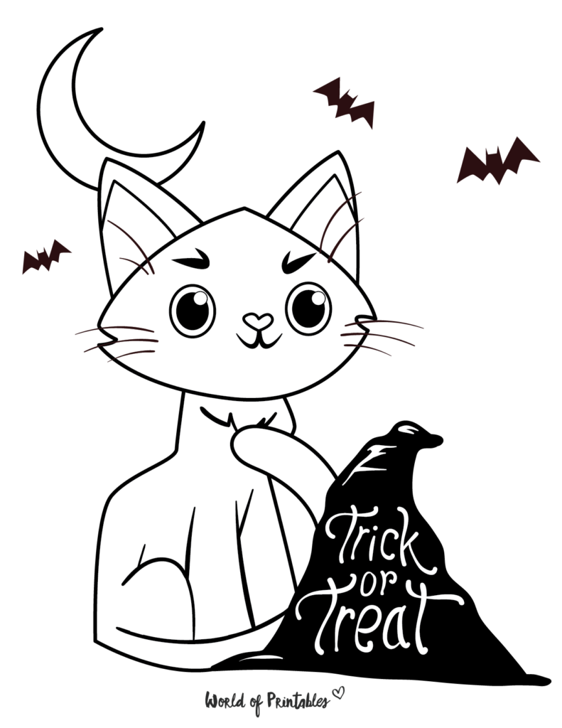 Cat Halloween Coloring Page