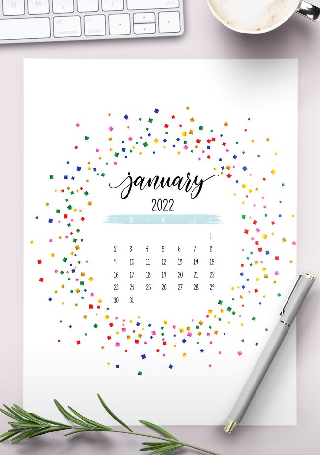 2022 free printable calendar template