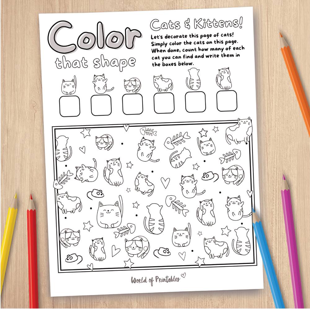 Cats and Kittens Coloring Page Game