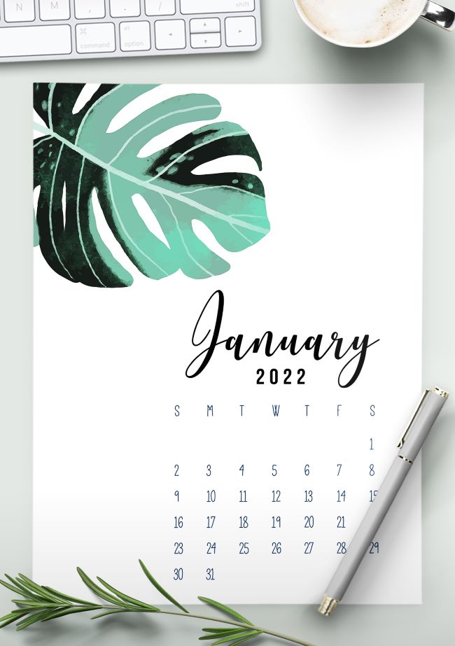 2022 calendar printable pdf in botanical style world of printables