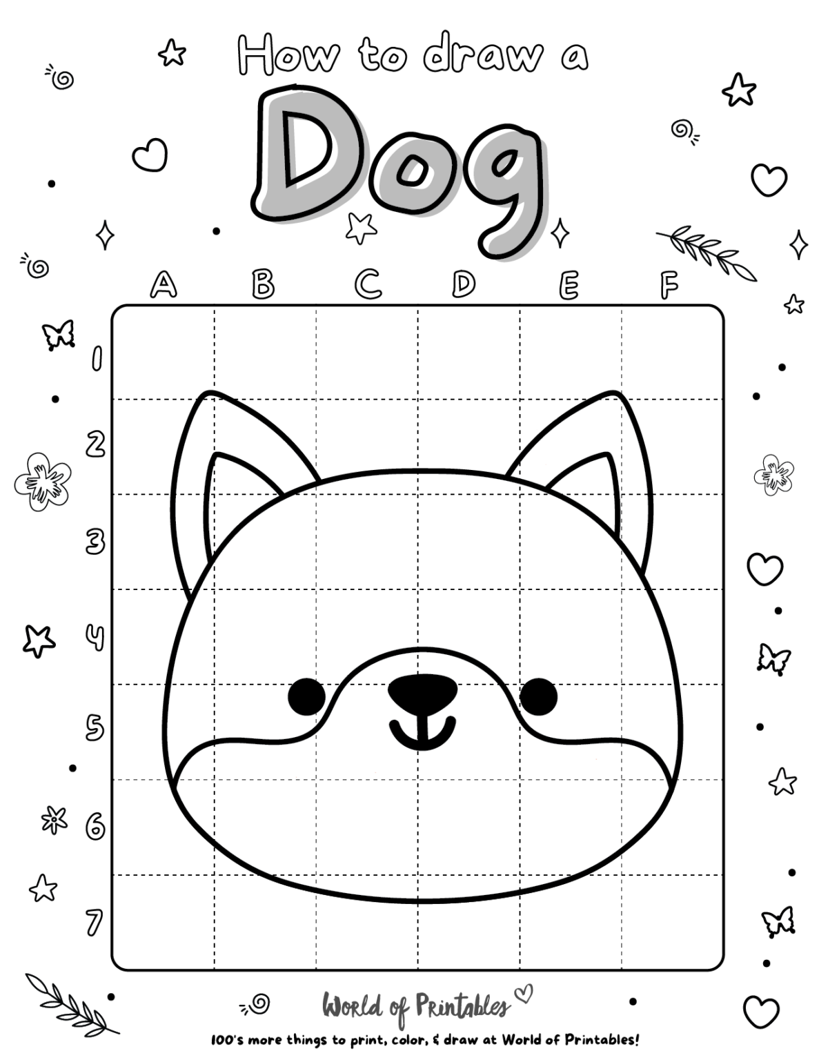 How To Draw A Dog | Easy Step By Step Printable Activities - World of ...
