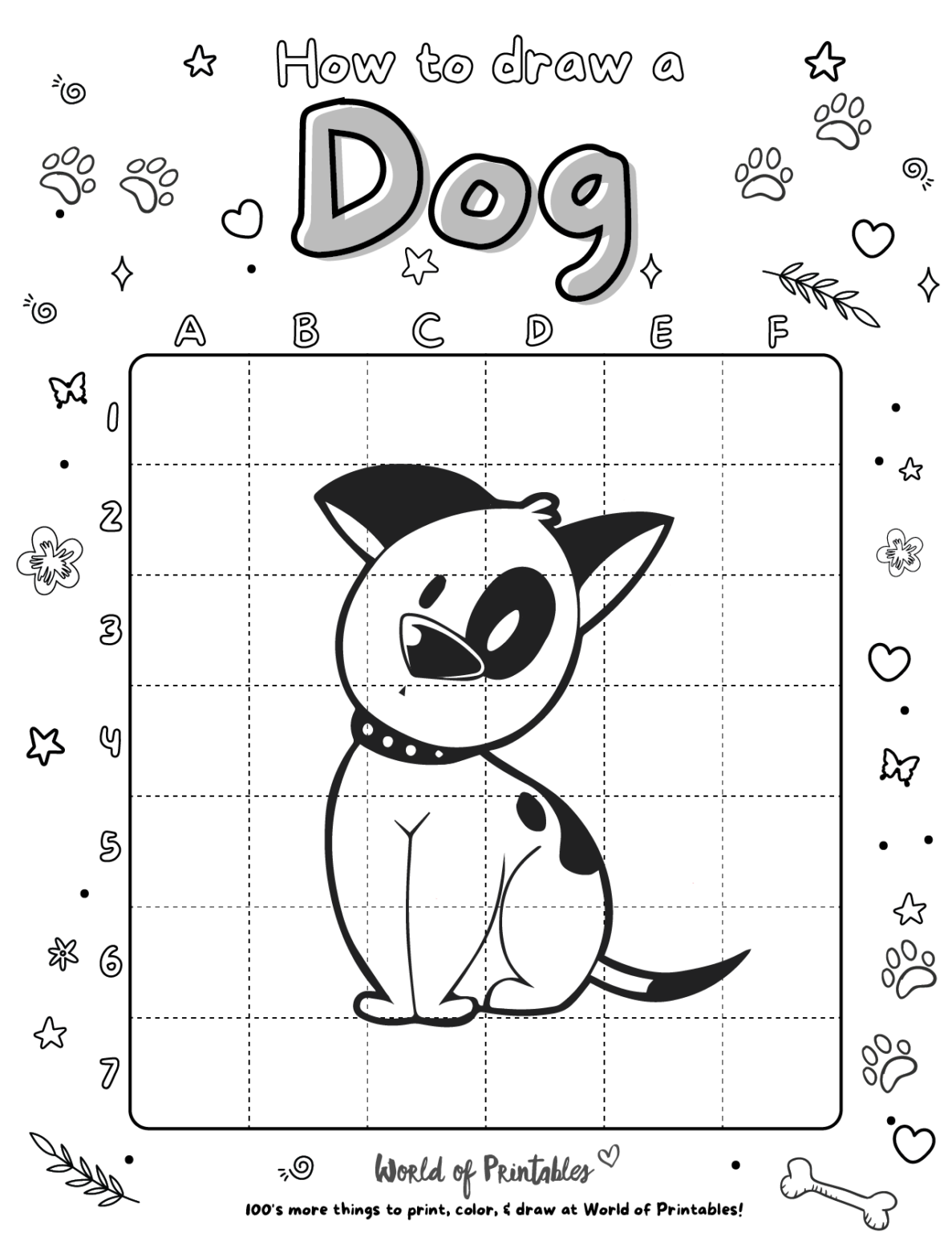 How To Draw A Dog | Easy Step By Step Printable Activities - World of ...