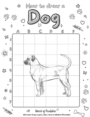How To Draw A Dog | Easy Step By Step Printable Activities - World of ...