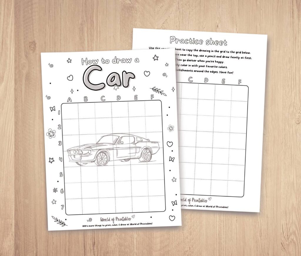 How To Draw A Car | Easy Step By Step Printable Activities for Adults