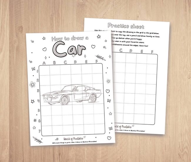 How To Draw A Car | Easy Step By Step Printable Activities for Adults ...