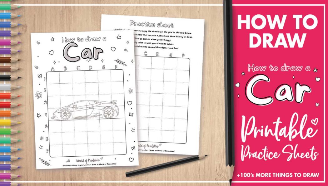 How To Draw A Car | Easy Step By Step Printable Activities for Adults ...