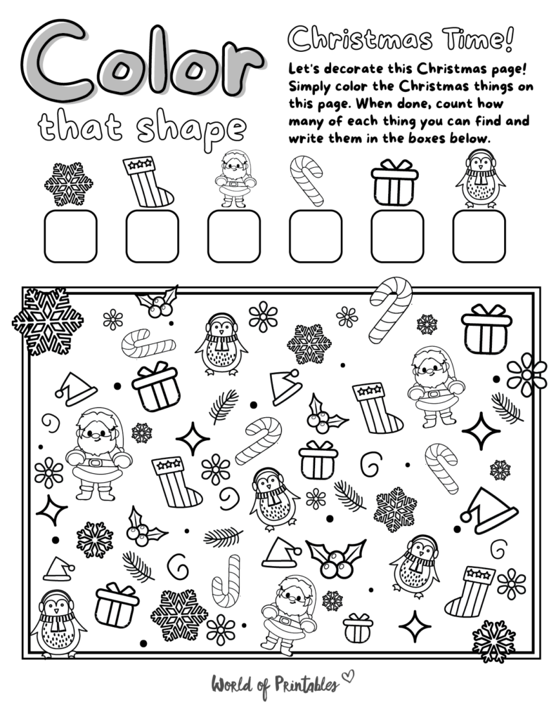 I Spy Christmas Coloring Page