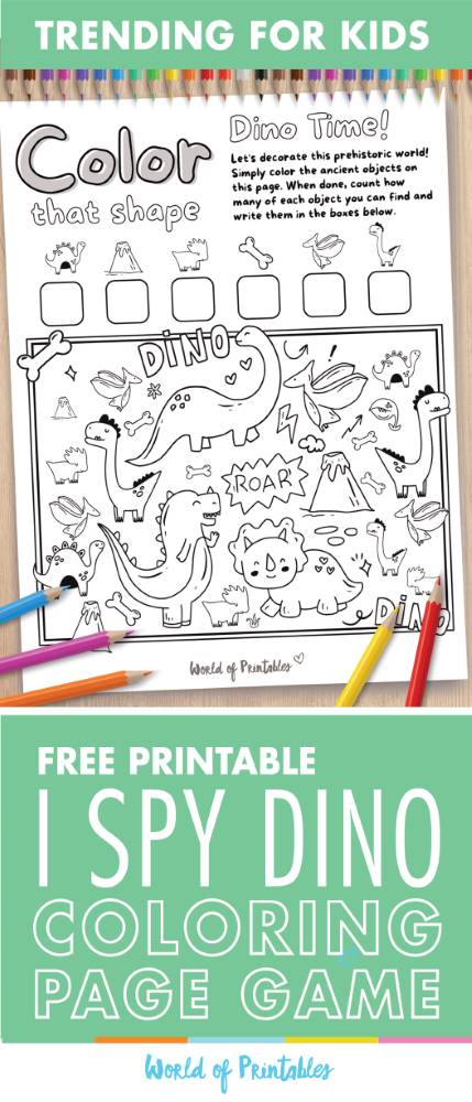 I Spy Dinosaur Coloring Page Game