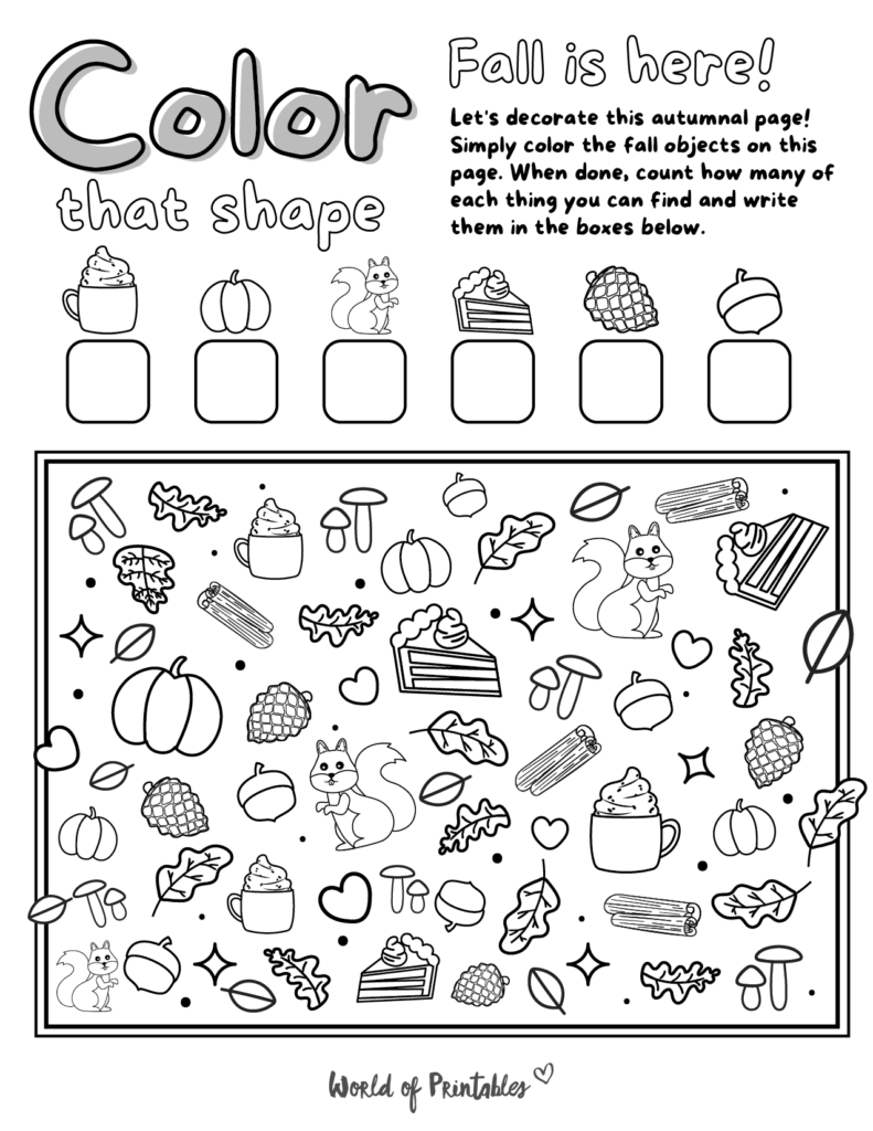 I Spy Fall Coloring Page