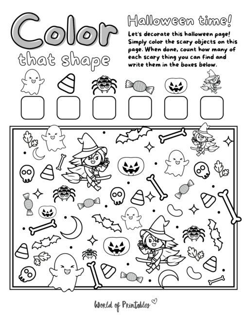 Free Printable I Spy Halloween Coloring Page Game - World of Printables