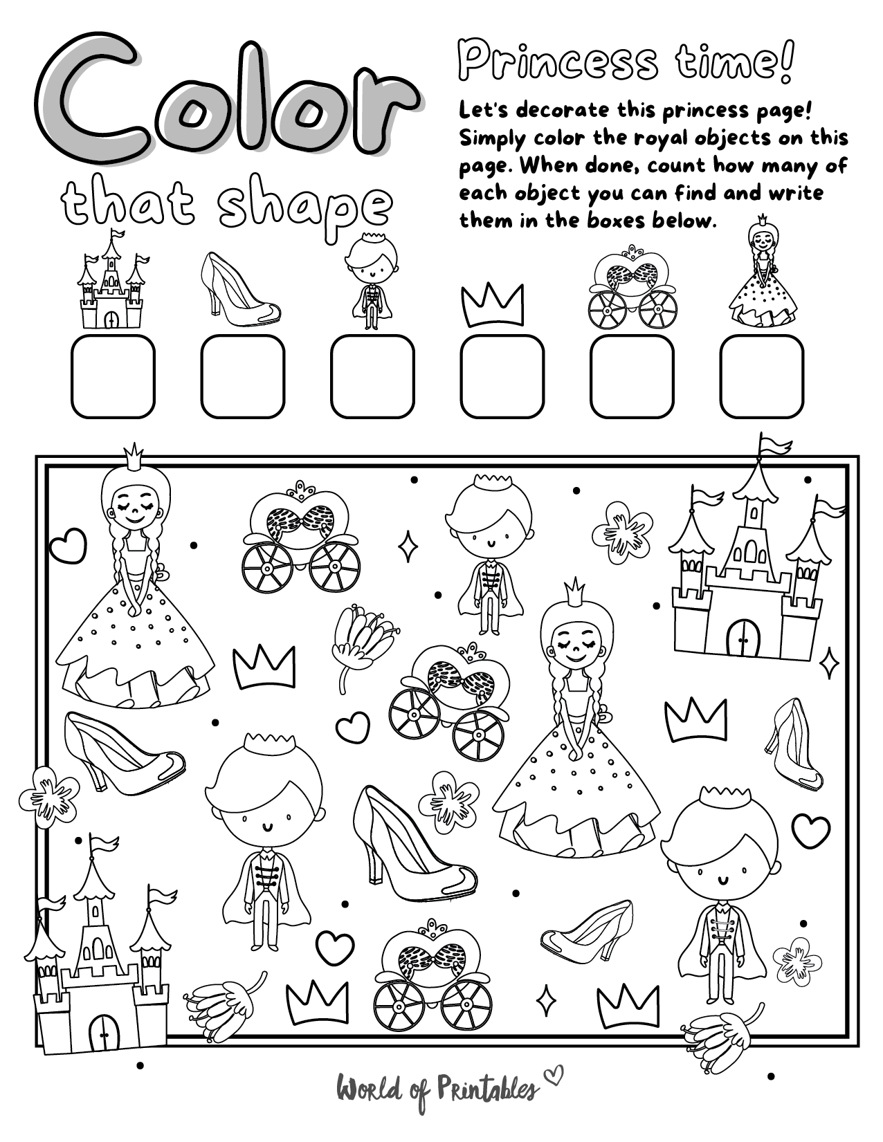 Free Printable I Spy Princess Coloring Page Game   World of Printables