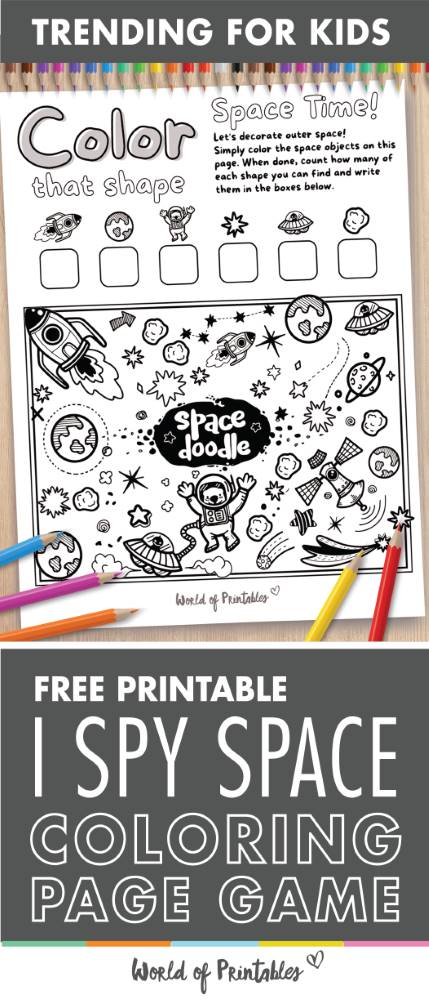 I Spy Space Coloring Page Game