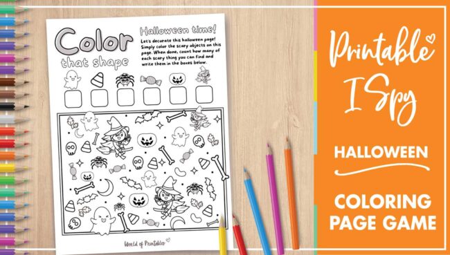 Printable I Spy Halloween Coloring Page Game