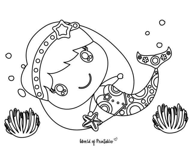 Swimming Mermaid coloring page