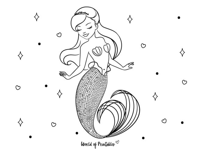 beautiful mermaid coloring page