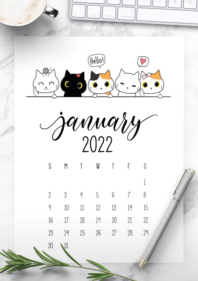 Funny Cat Calendar 2022 Printables - World Of Printables