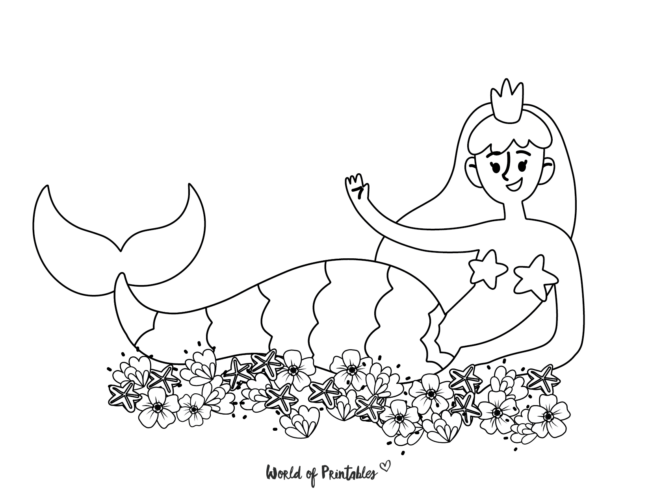 mermaid coloring page for kids