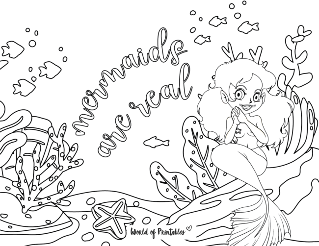 mermaids are real coloring page