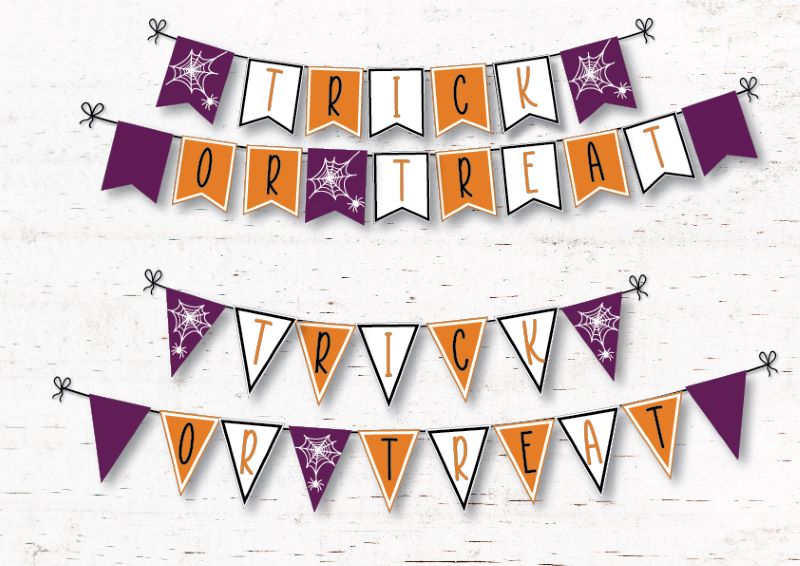 orange and white halloween bunting