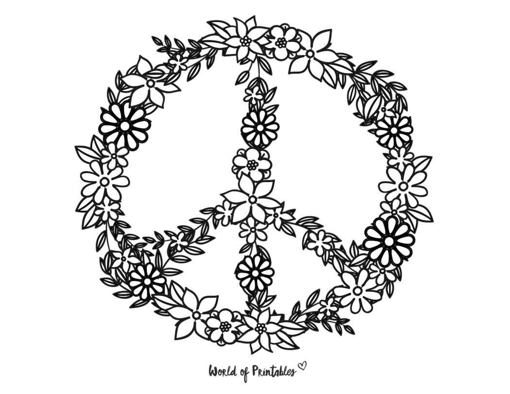 Peace Flower Coloring Pages