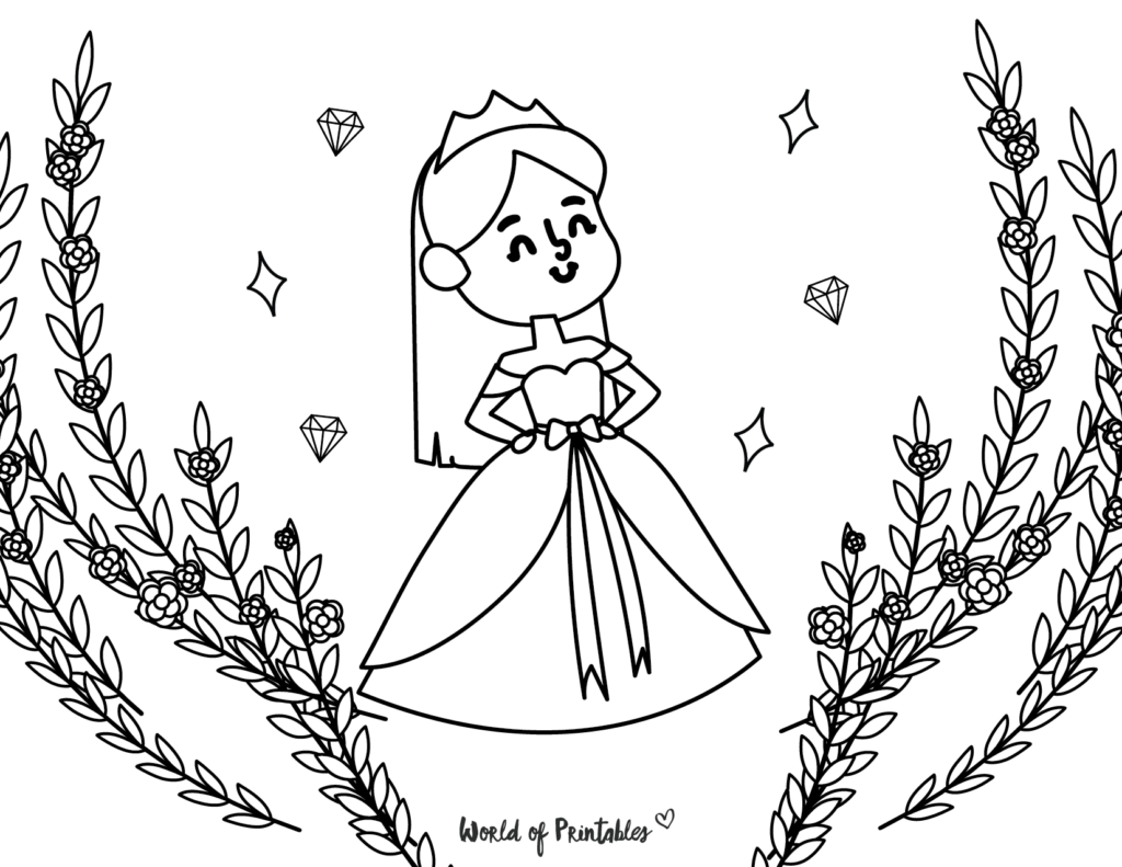 princess coloring pages with flowers