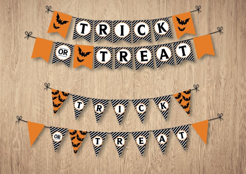 striped halloween bunting