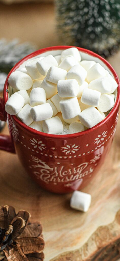 Christmas iPhone Aesthetic Wallpaper Marshmallows Hot Cocoa