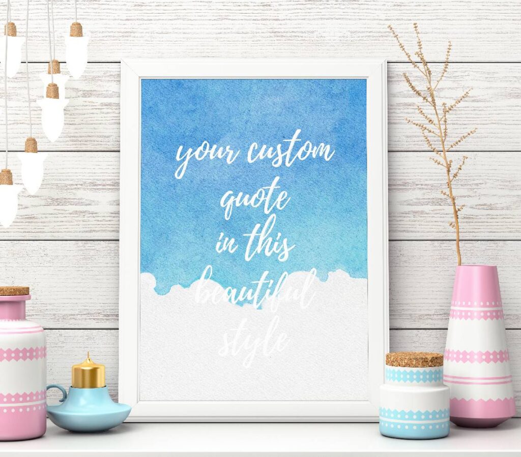 Custom Quote Print Personalised watercolor Creative Typography Wall Art Song Lyrics Create